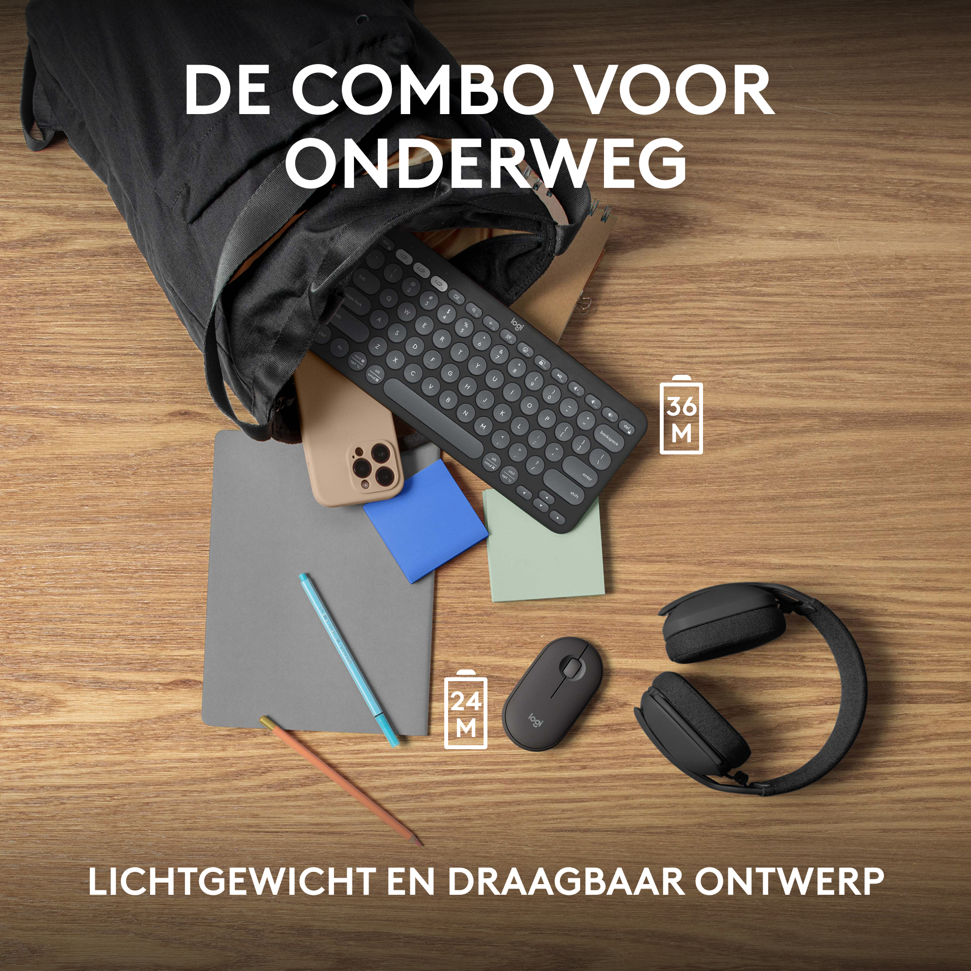 Logitech Toetsenbord & Muis Combo Pebble2, Bluetooth, Zwart