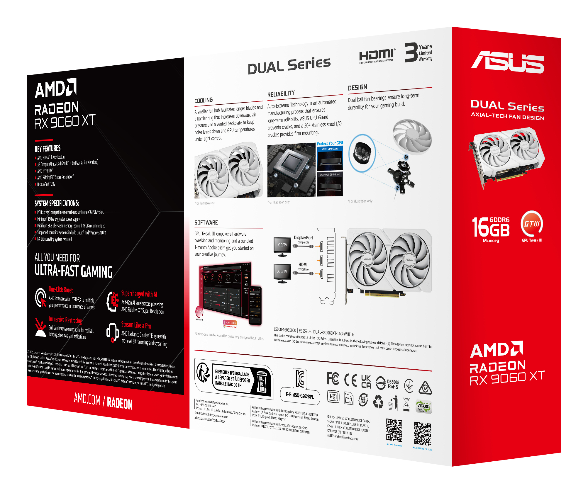 ASUS DUAL Radeon RX 9060 XT 16GB GDDR6 White Edition