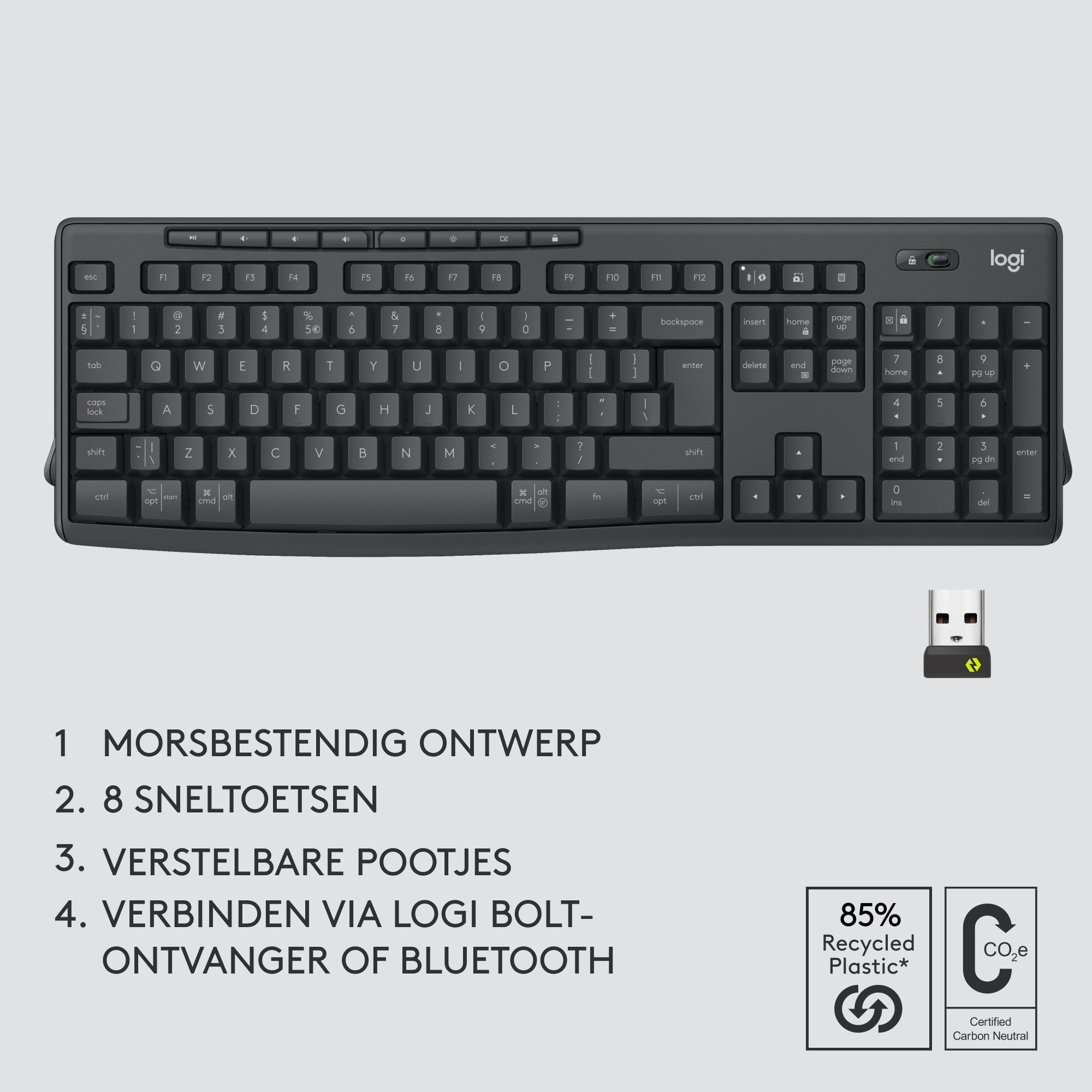 Logitech Wireless Desktop MK370 - Toetsenbord en Muis - Bluetooth 