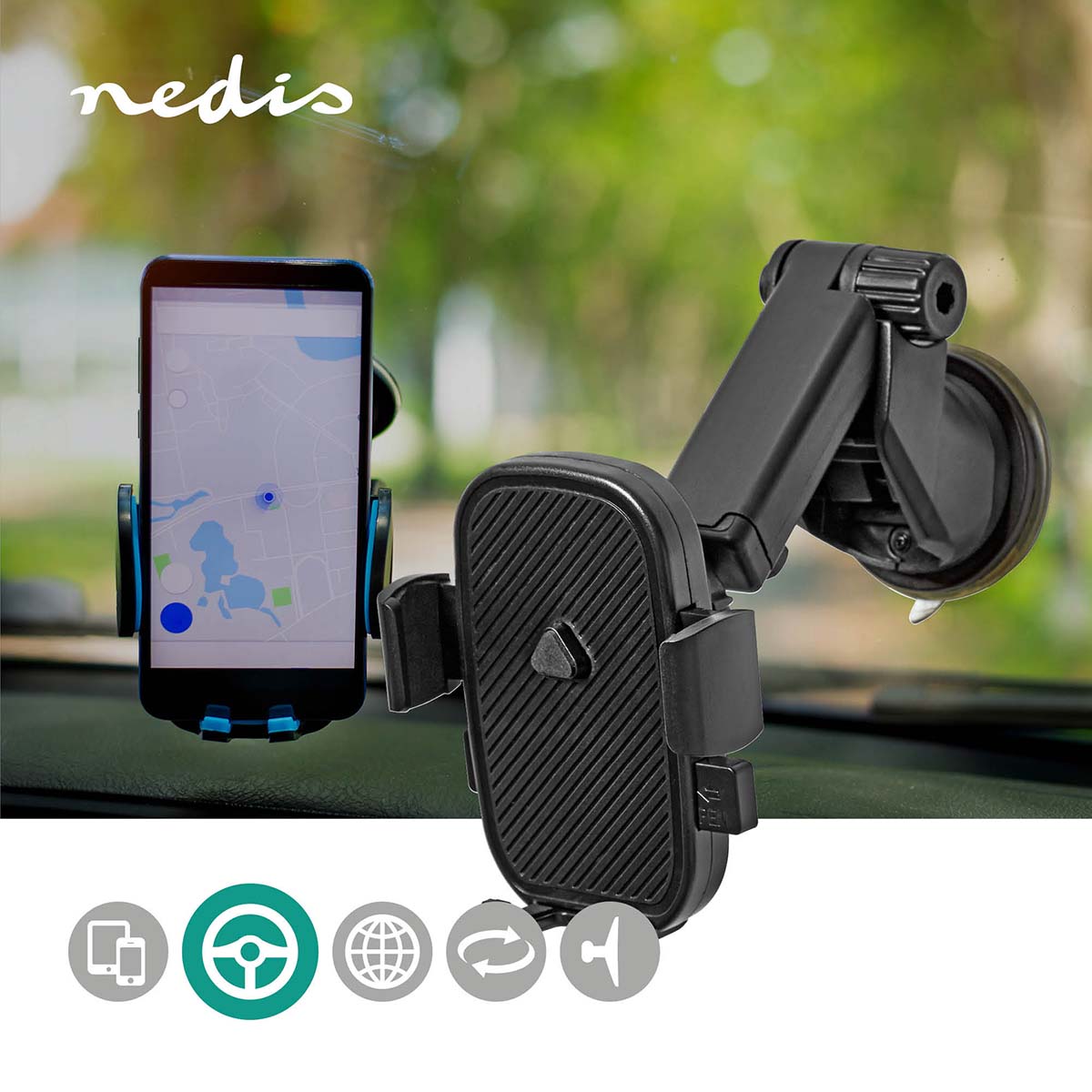 Nedis Smartphonehouder, Ventilatierooster, Magnetisch, SCMT250BK