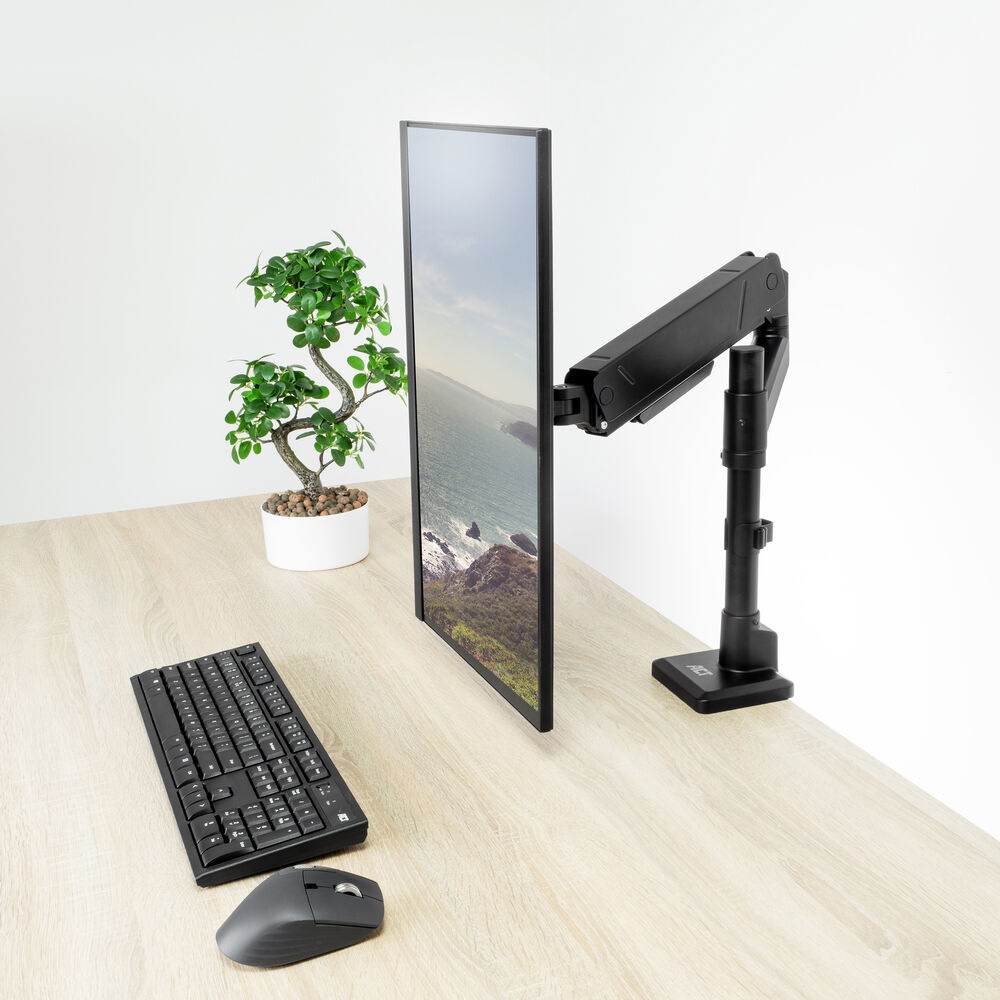 ACT AC8329 Monitorarm Office Solid Pro - Gasveer - 1 scherm tot 45\ - Paalbevestiging