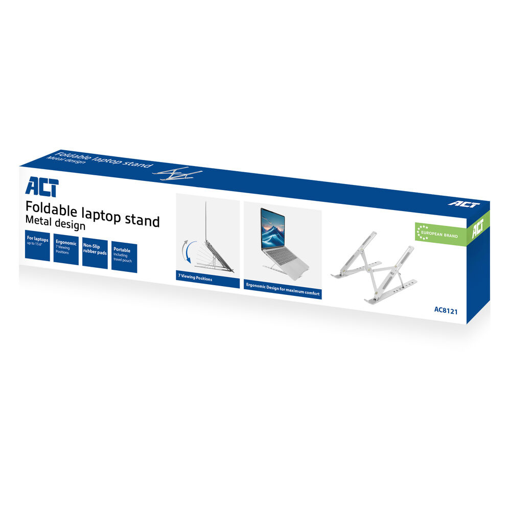 ACT AC8121 Laptopstandaard Essentials - Inklapbaar - In hoogte verstelbaar in 7 standen