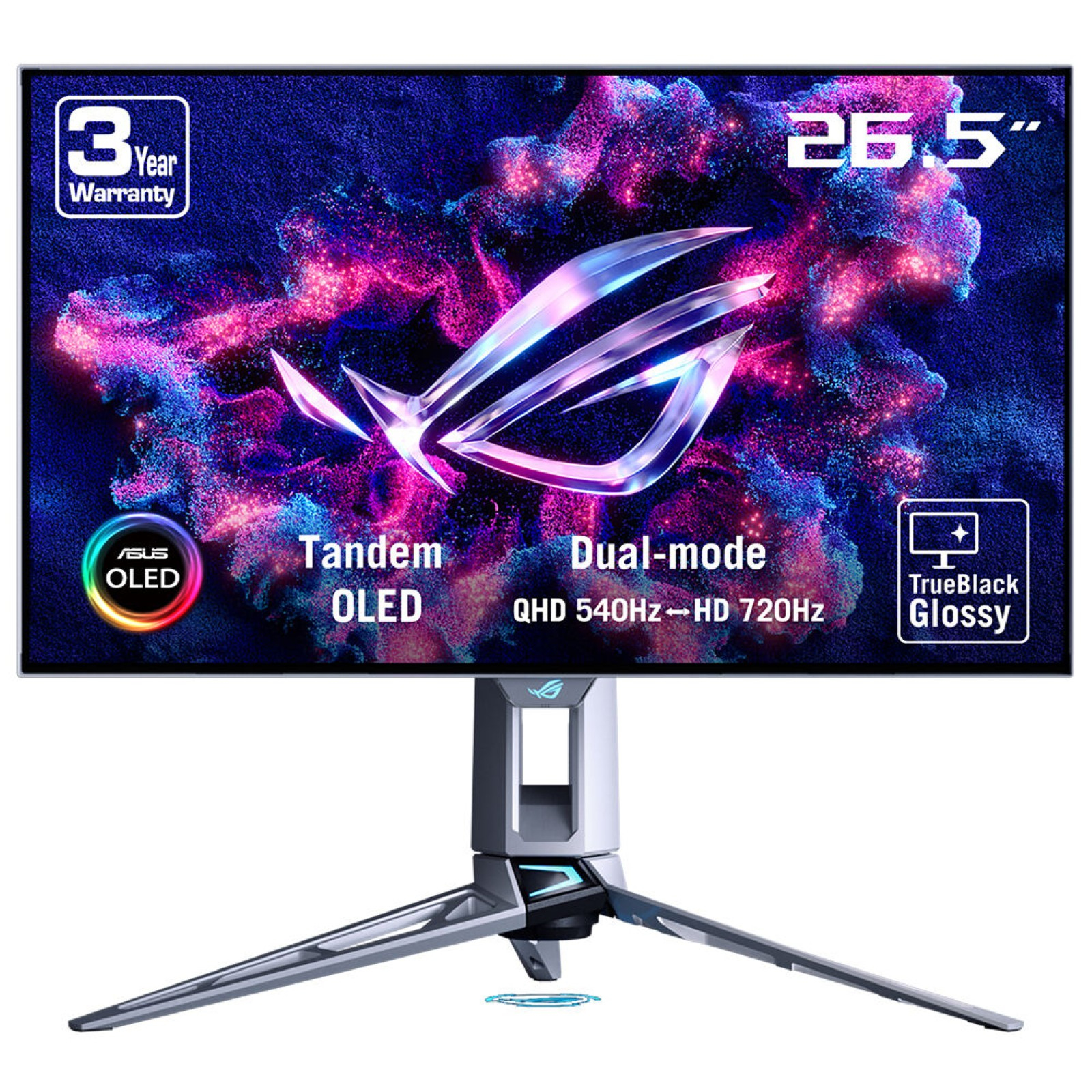ASUS ROG Swift OLED PG27AQWP-W - 25.6\ QHD - 540Hz (dual-mode) - Tandem OLED - 0.02ms - Hoogte verstelbaar