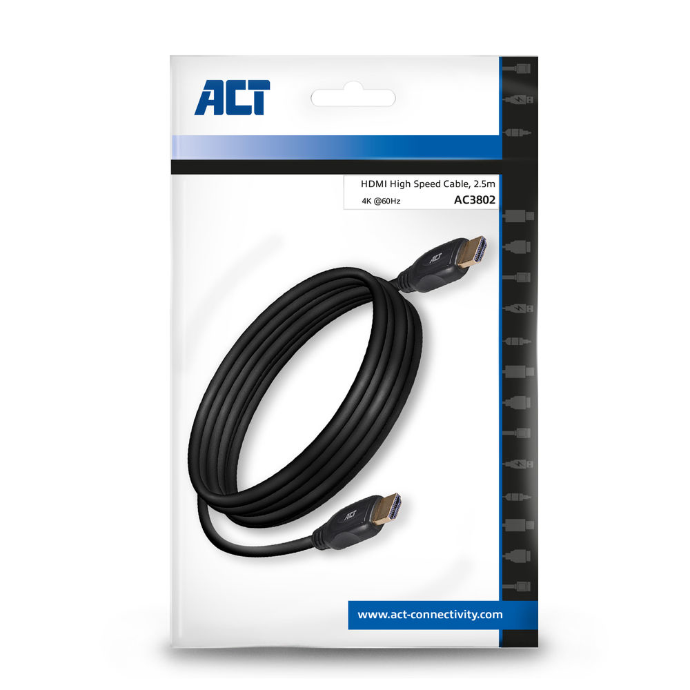 ACT AC3802 - HDMI 4K High Speed kabel v1.4 - 2.5m