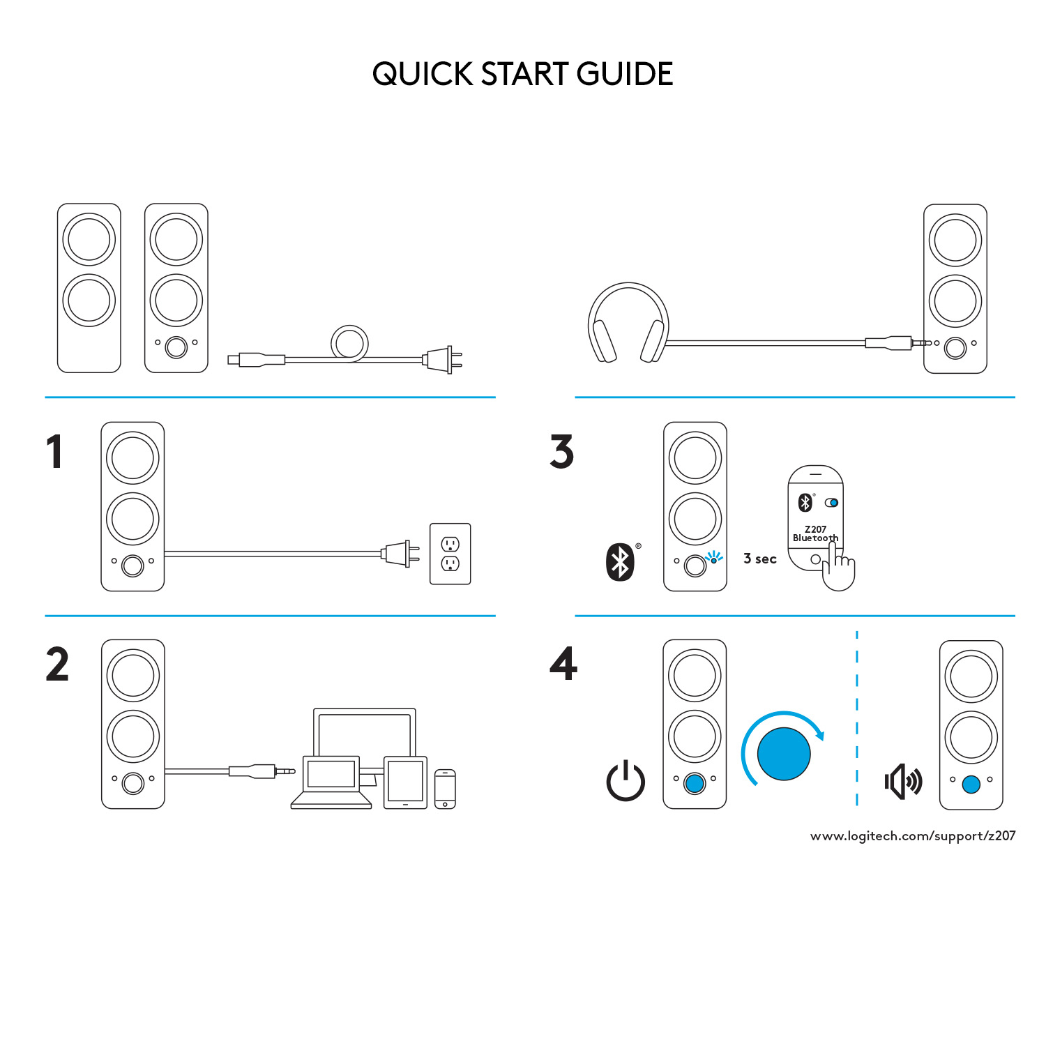 Logitech Z207 Bluetooth Computer Speakers - Wit