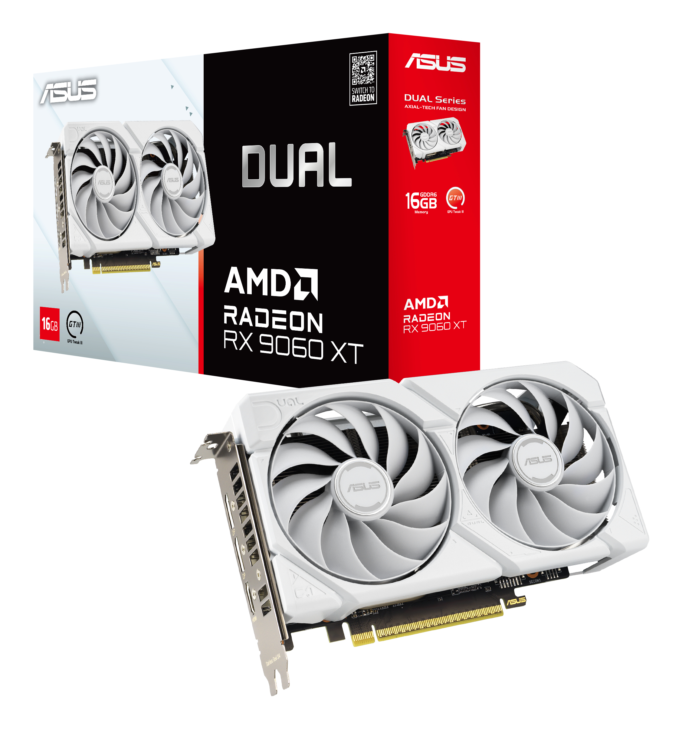 ASUS DUAL Radeon RX 9060 XT 16GB GDDR6 White Edition