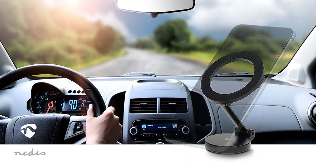 Nedis Smartphonehouder Auto, Magnetisch, Autoraam en Dashboard, SCMT350BK