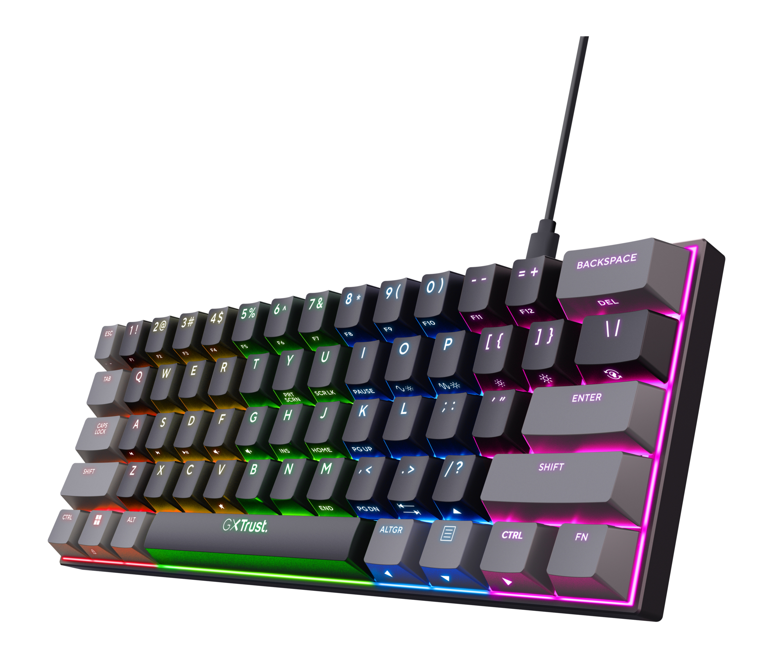 Trust GXT 867 Acira - Mechanisch Gaming toetsenbord - Mini - 60% - RGB Verlichting - Red Switches