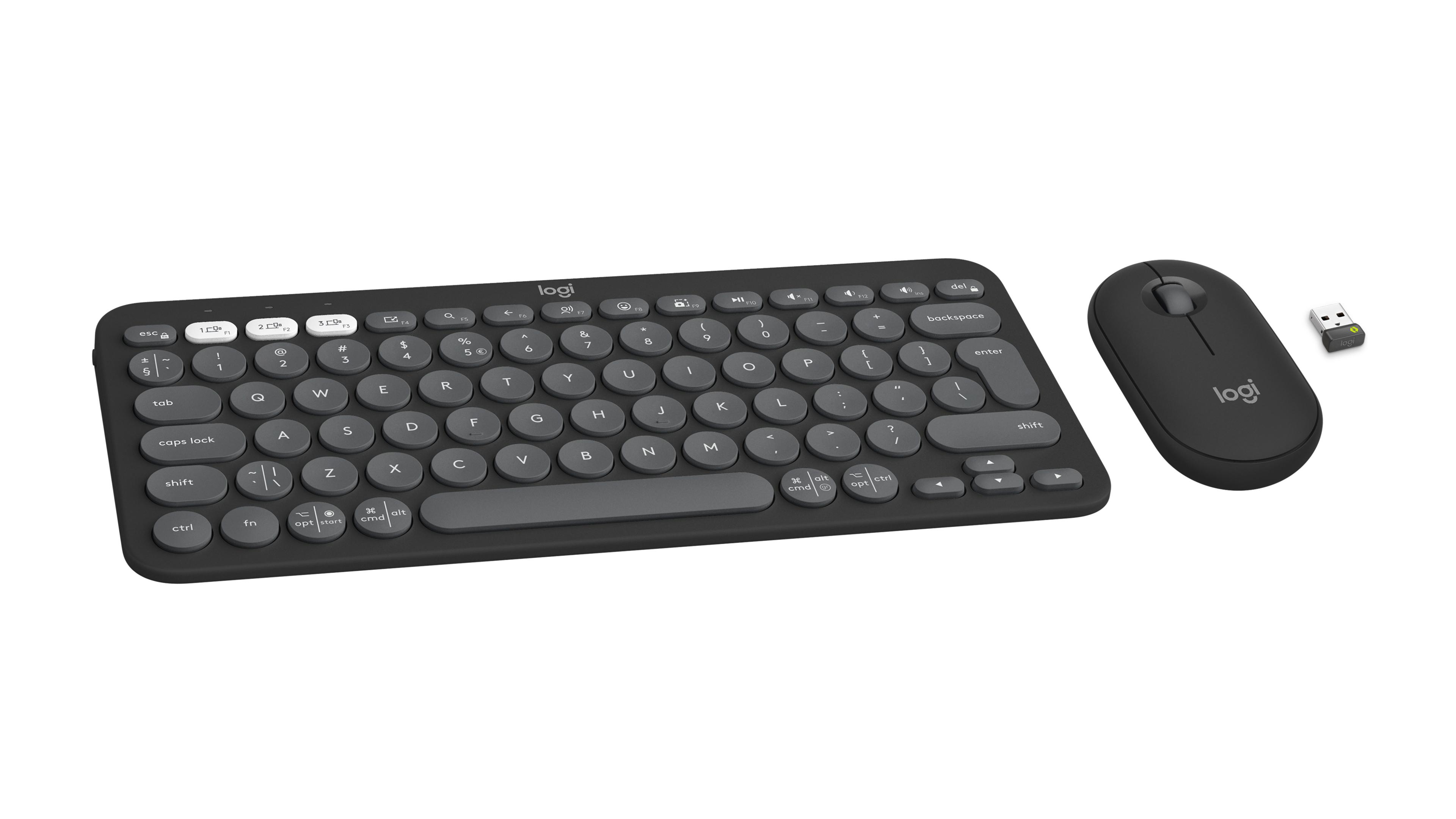 Logitech Toetsenbord & Muis Combo Pebble2, Bluetooth, Zwart
