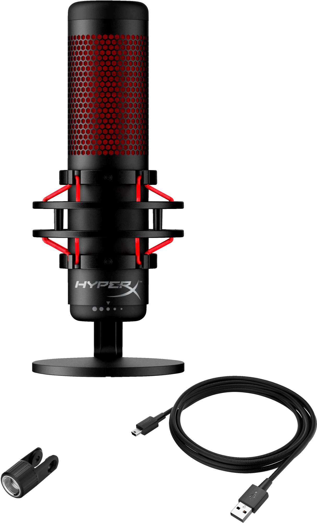 HyperX Microfoon QuadCast, USB, Zwart/Rood