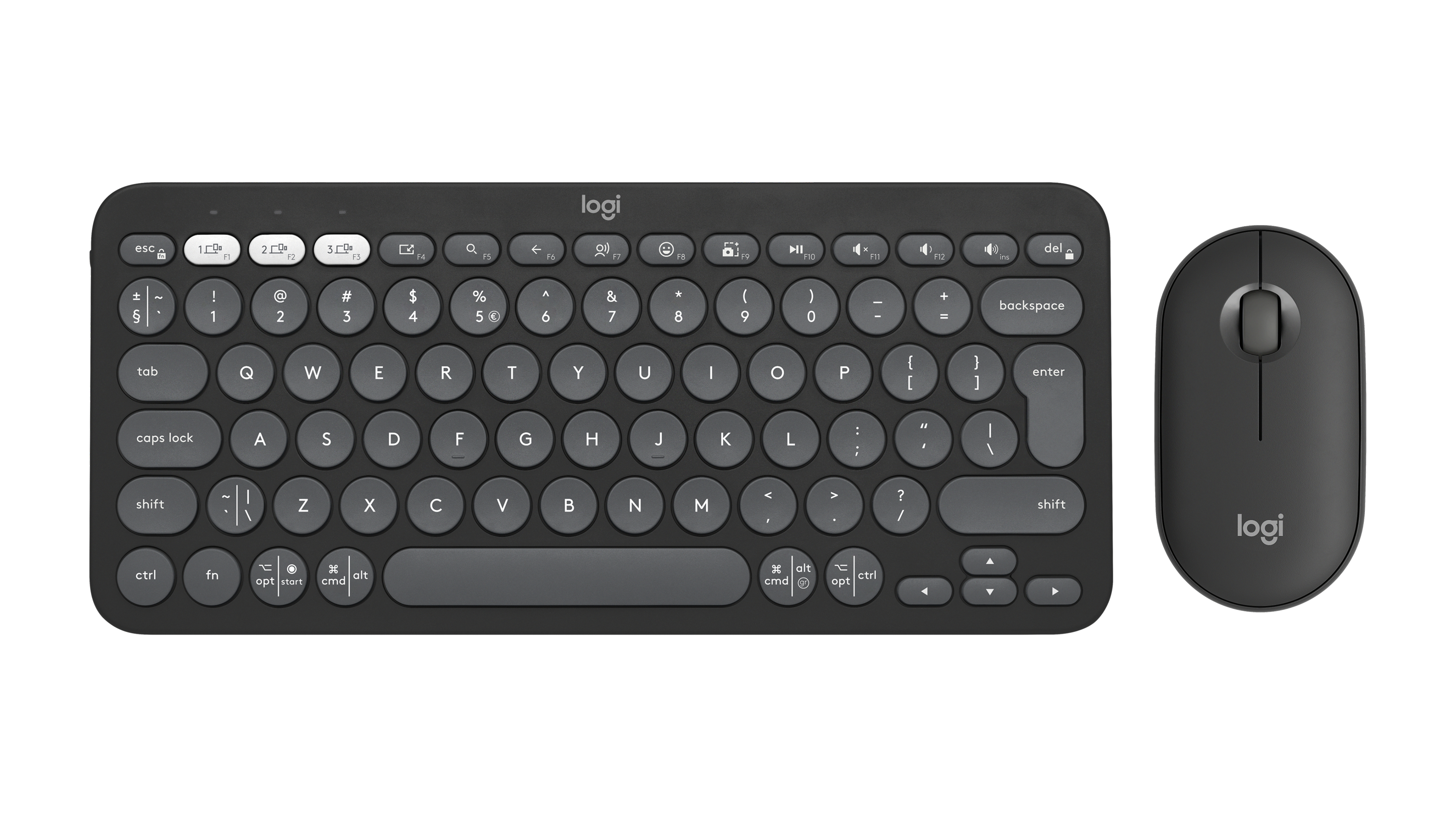 Logitech Toetsenbord & Muis Combo Pebble2, Bluetooth, Zwart