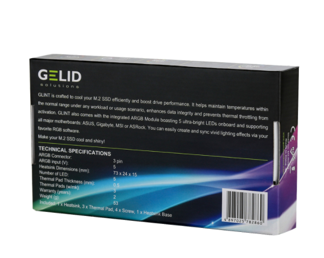 Gelid Solutions Glint ARGB M.2 SSD Cooler - Heatsink
