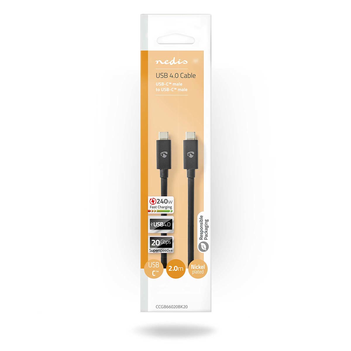 Nedis USB Kabel 4.0 20Gbps | CCGB66020BK20