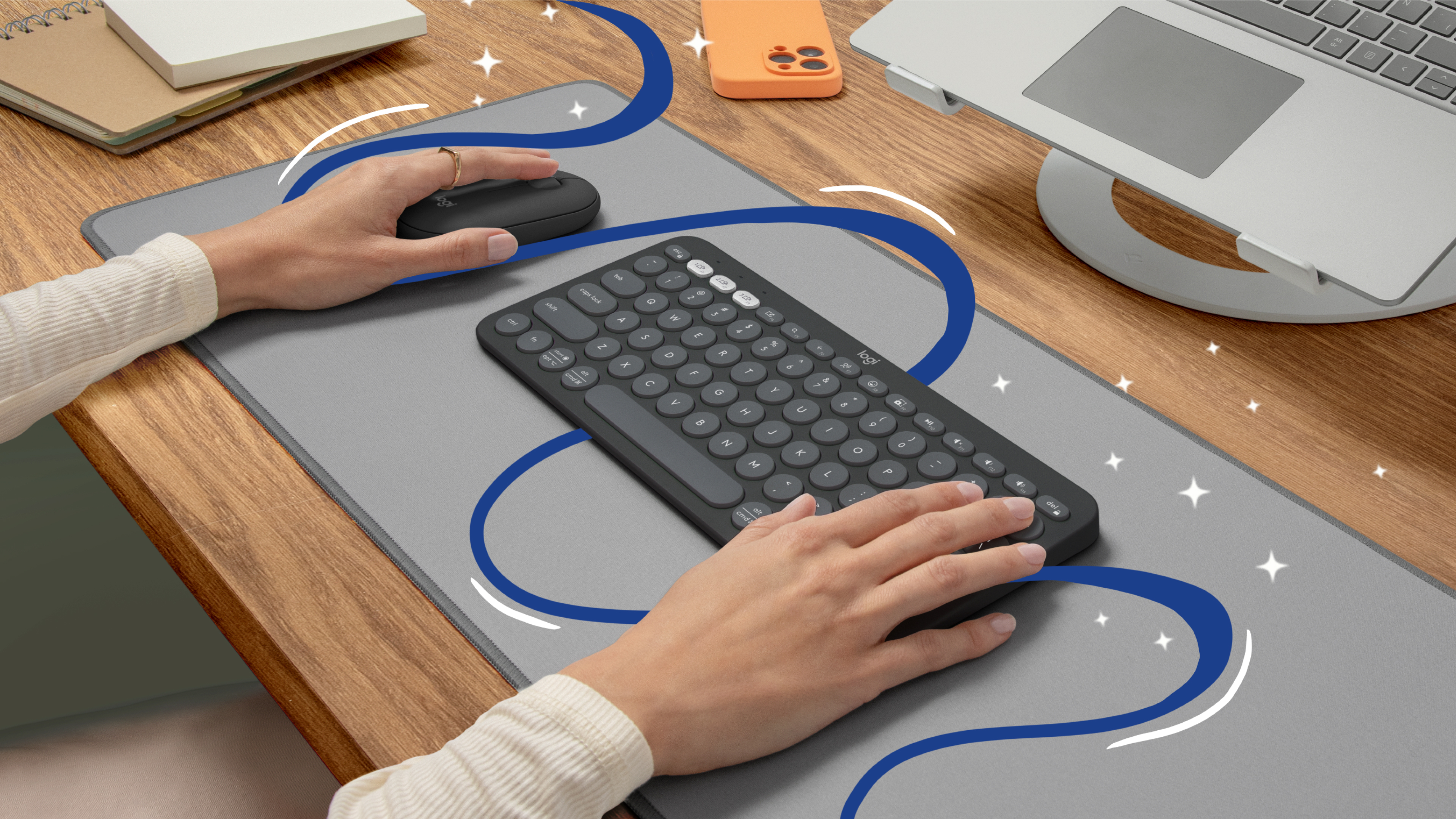 Logitech Toetsenbord & Muis Combo Pebble2, Bluetooth, Zwart